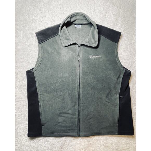 Columbia Steens Mountain Fleece Vest Mens Size XXL Gray Black Full Zip Outdoors - Picture 1 of 5